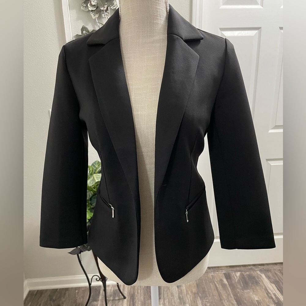89+Madison Women’s Black Blazer Jacket 3/4 Sleeve Size S